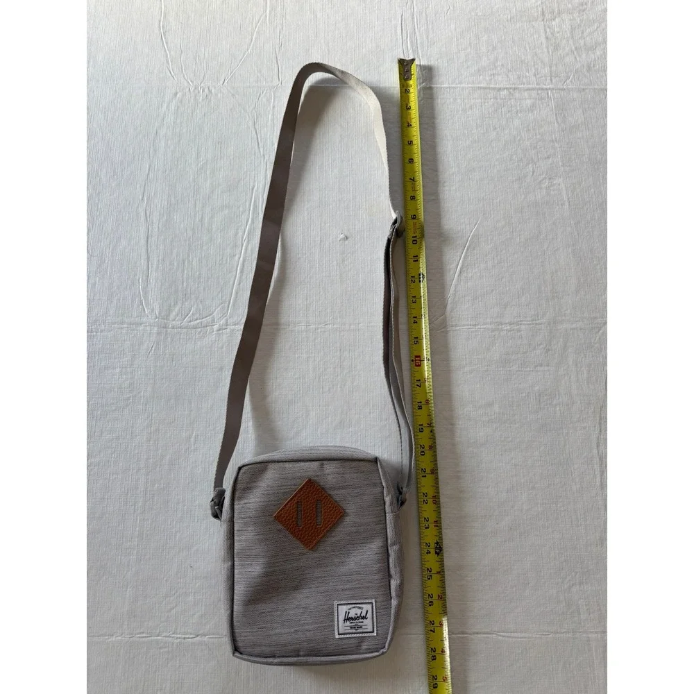 Herschel Supply Co. Crossbody Bag‎ Grey Heathered Adjustable Strap Square Logo - Picture 8 of 8
